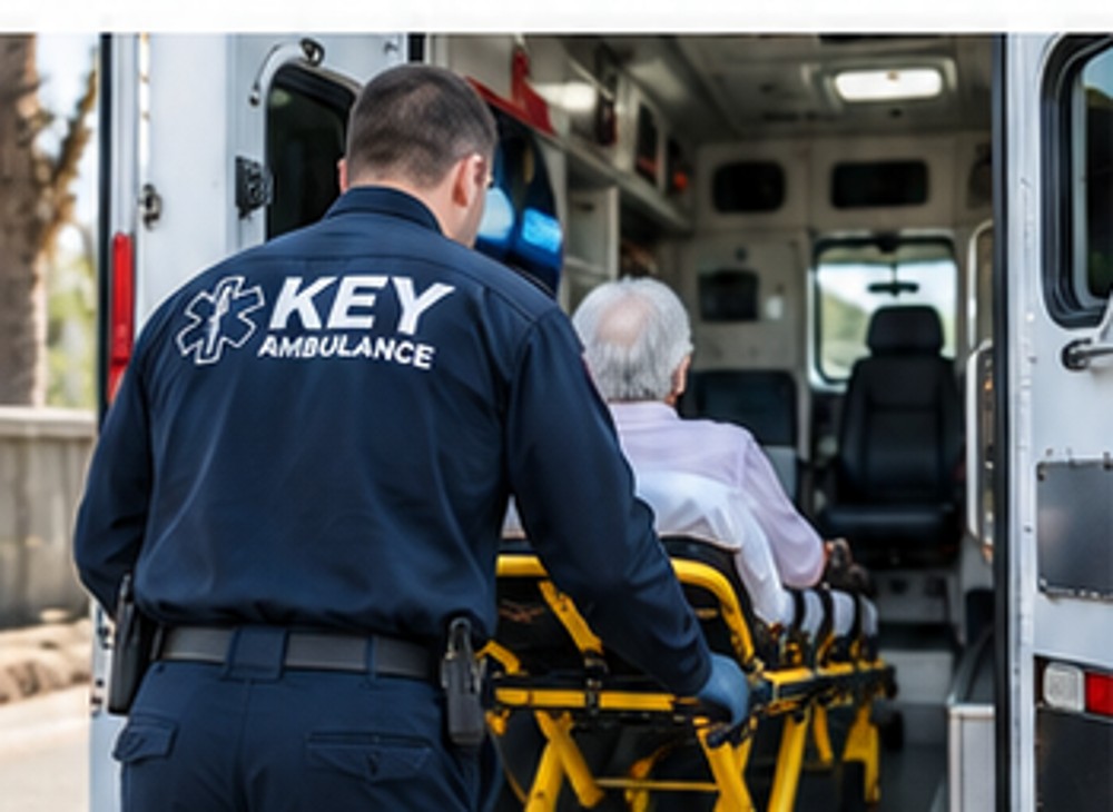 Ambulance professional assisting a patient